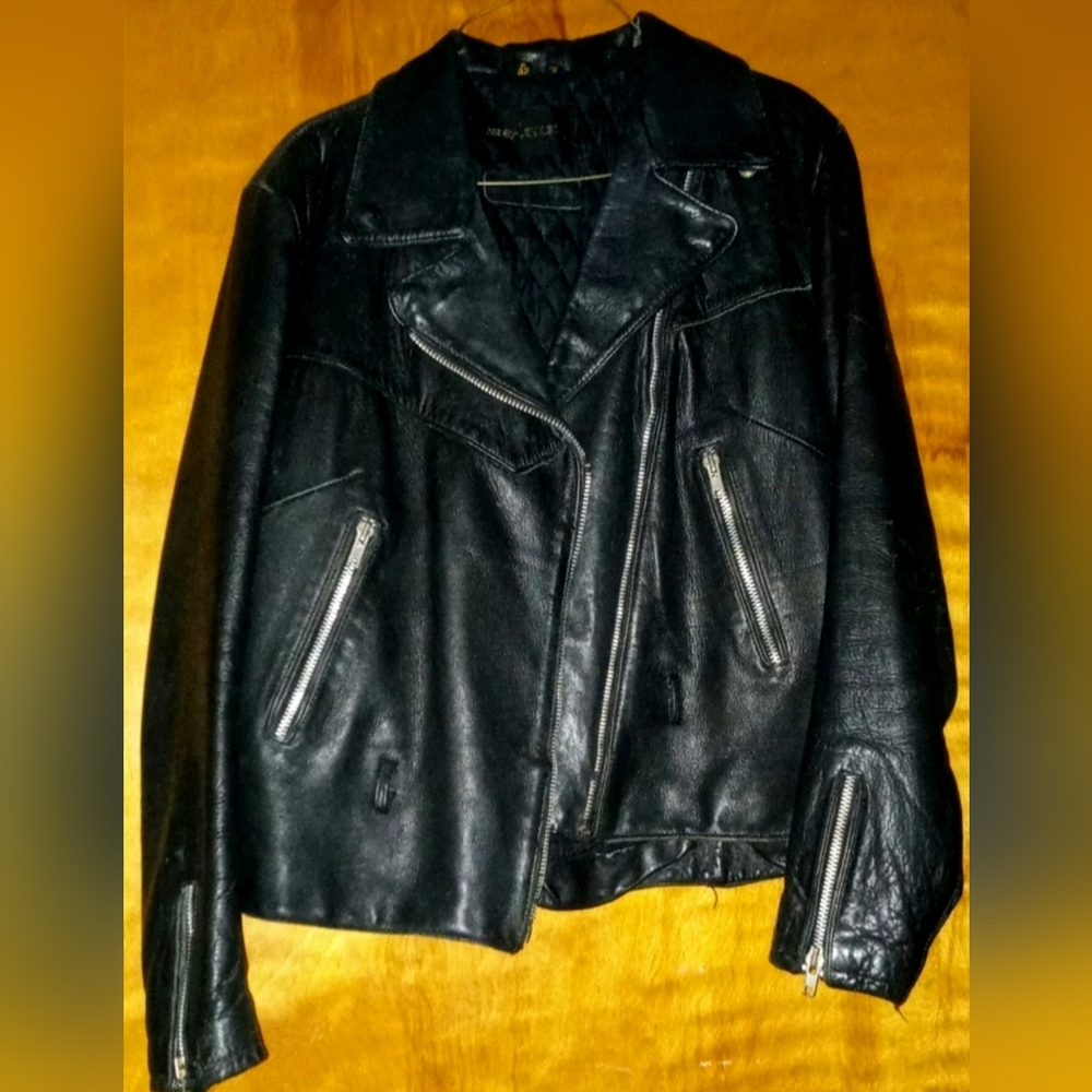Vintage 70s AMF Harley Davidson  Leather Motorcycle Jacket Size 42 Black